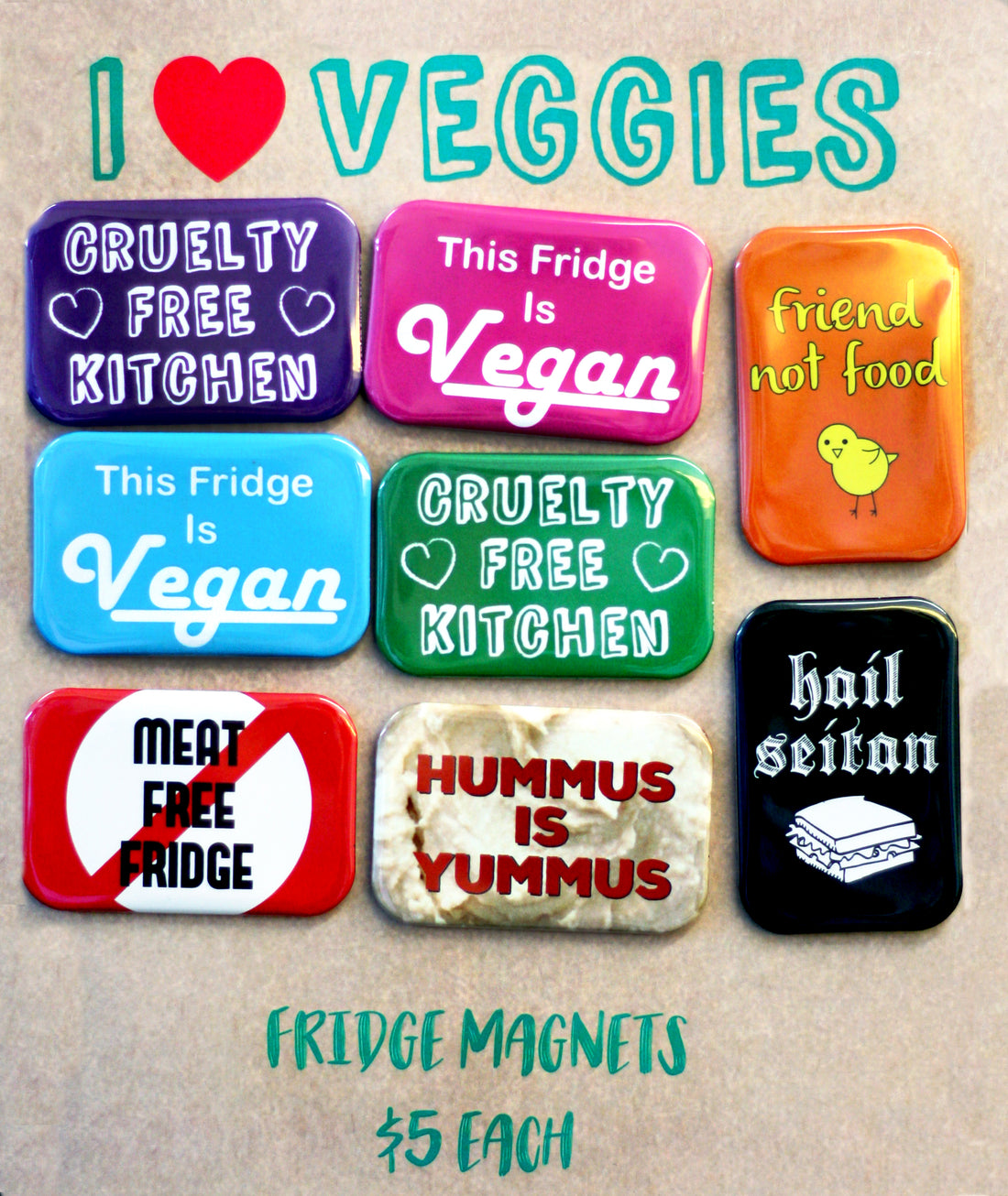 Vegetarian and Vegan Fridge Magnets Now Available!