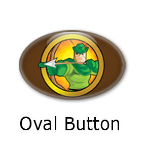 Robin Hood Heroized oval buttons and fridge magnets by Mike Gagnon on People Power Press