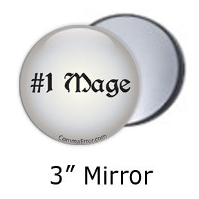 #1 Mage - Silver Pocket Mirrors. Part of the Comma Error Geek Boutique collection on People Power Press.