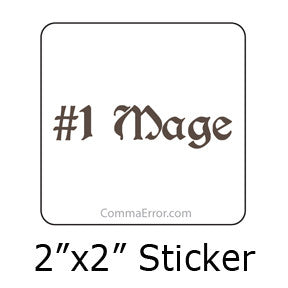 #1 Mage - Silver Sticker. Part of the Comma Error Geek Boutique collection on People Power Press.