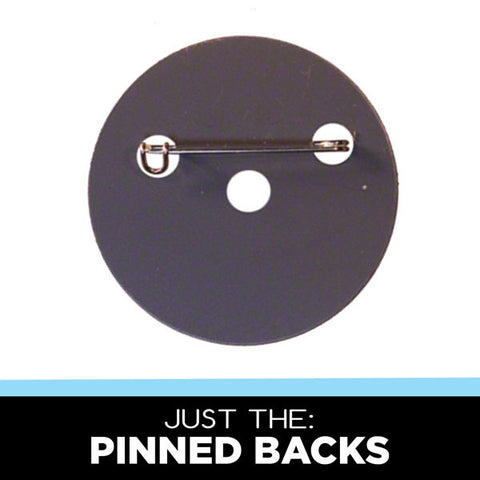 just 2 inch black plastic pinned backs