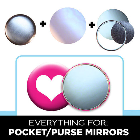 3.5" pocket purse mirrors button parts