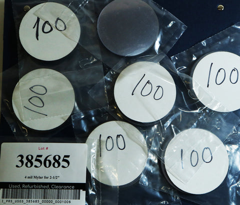 Special** 4mil Mylar for 2-1/2" round buttons - pack of 100 extra thick mylar