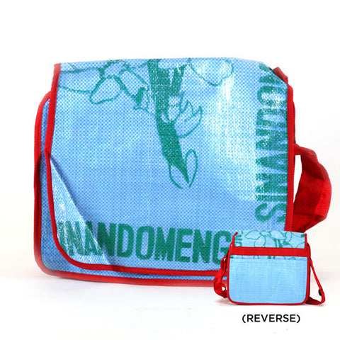 Recycled Rice Messenger Bag Blue