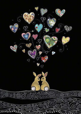 Love Bunnies Sweet Hearts Blank Card