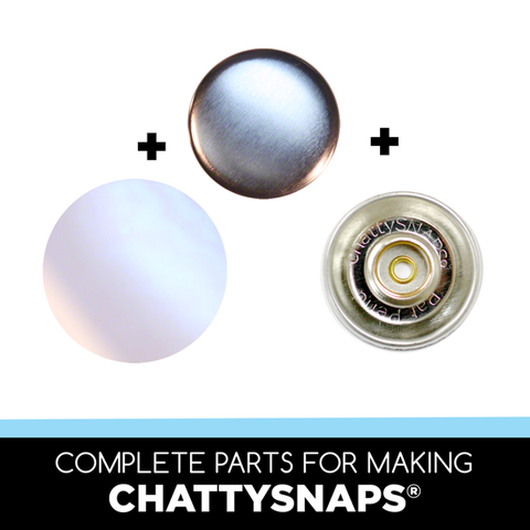 all of the parts to make chattysnaps® kid-friendly buttons