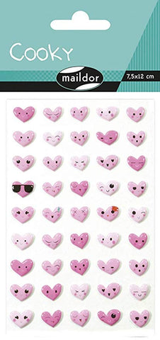 Cooky Domed Stickers Pink Hearts