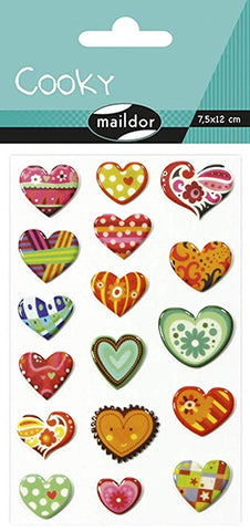 Cooky Domed Stickers Pattern Hearts