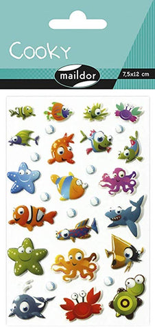 Cooky Domed Stickers Sea Animals