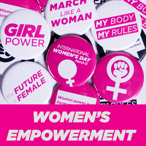 Women's Empowerment Buttons 2-1/4" Pink and White