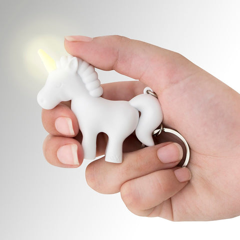 Balvi White Unicorn Key Ring with Light and Sound