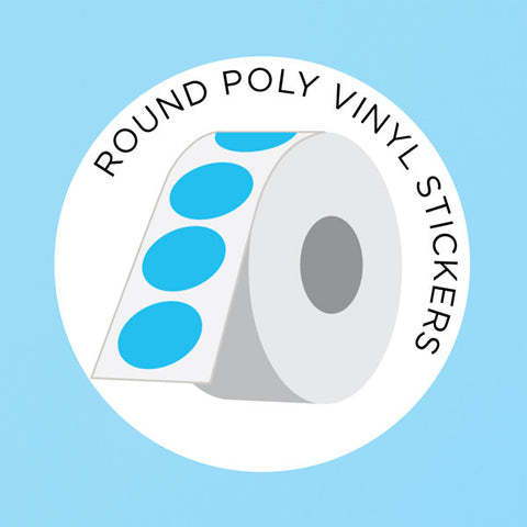 Round Poly Vinyl Stickers on a Roll from LabelsnStickers.com at People Power Press