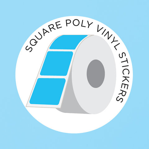 Square Poly Vinyl Stickers on a Roll from LabelsnStickers.com at People Power Press