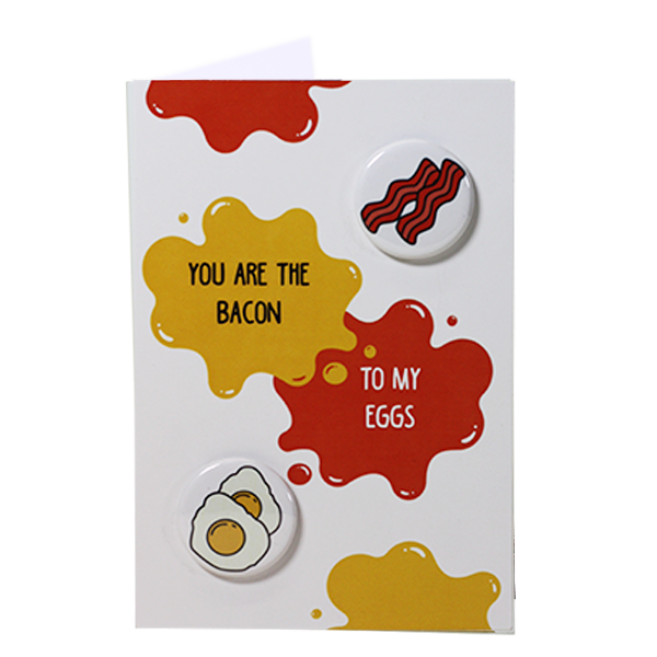 Bacon & Eggs Button Greeting Card People Power Press for Custom