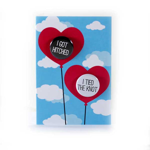Wedding Love Balloons - Button Greeting Card