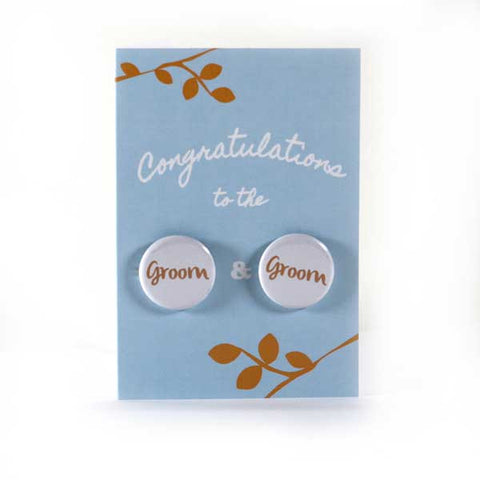 Wedding Congratulations - Button Greeting Card (Blue)