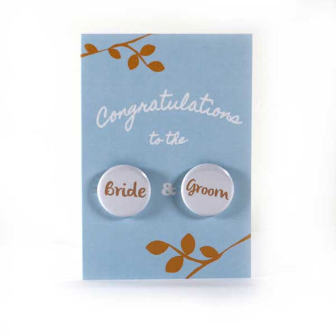 Wedding Congratulations - Button Greeting Card (Blue)