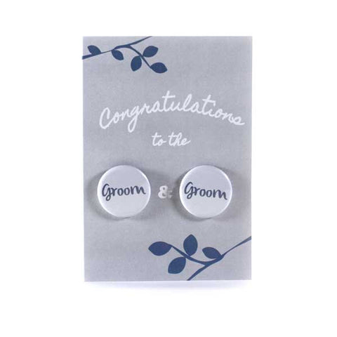 Button Greeting Card Wedding Groom and Groom