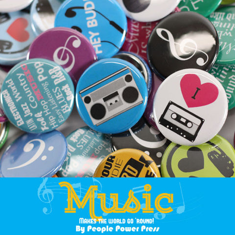 Music Record Store Buttons Collection from People Power Press