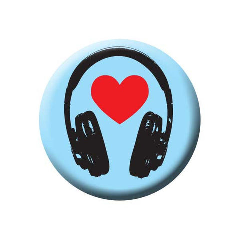 Headphones, Heart, Blue, Music Record Store Buttons Collection from People Power Press