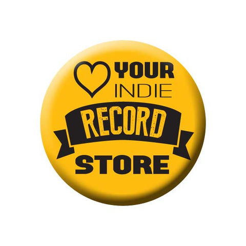Love Your Indie Record Store, Heart, Yellow, Music Record Store Buttons Collection from People Power Press