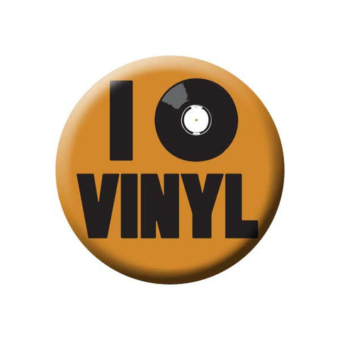 I Love Vinyl, Record, Orange, Music Record Store Buttons Collection from People Power Press