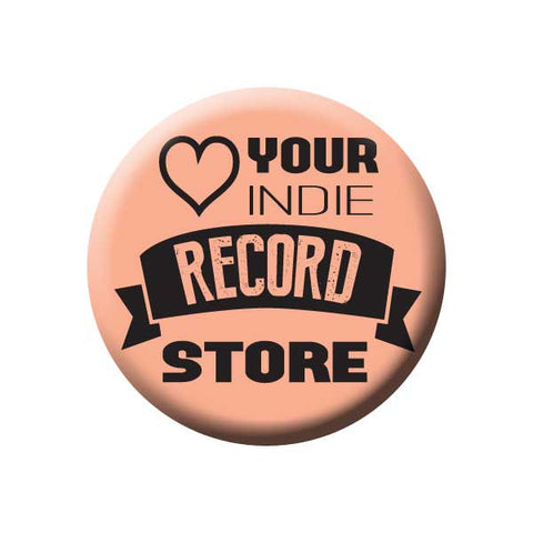 Love Your Indie Record Store, Heart, Peach, Music Record Store Buttons Collection from People Power Press