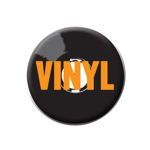 Vinyl Record, Orange, Music Record Store Buttons Collection from People Power Press