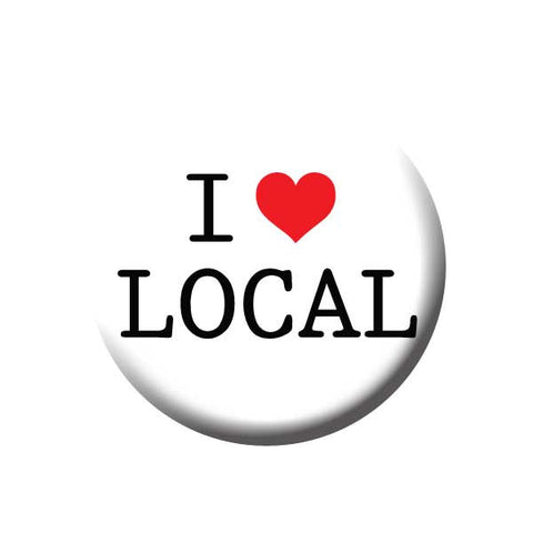 I Heart Local, I Love Local, Shop Local Buttons Collection from People Power Press