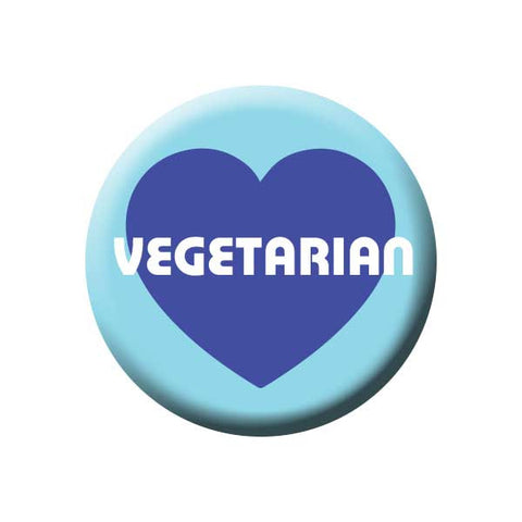 Vegetarian, Heart, Blue, People Power Press Vegetarian and Vegan Button Vegetarian Blue
