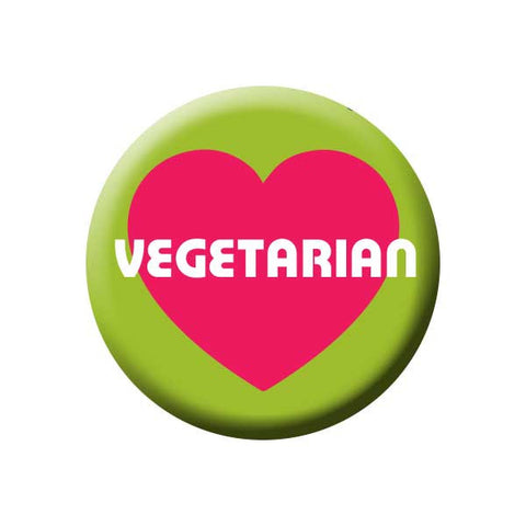 Vegetarian, Heart, Pink, Green, People Power Press Vegetarian and Vegan Button Vegetarian Green
