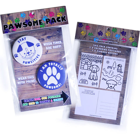 Pawsome Pack - Dog Buttons and Colouring Postcards