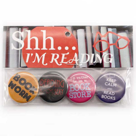 Shh I'm Reading! (B) Button Pack