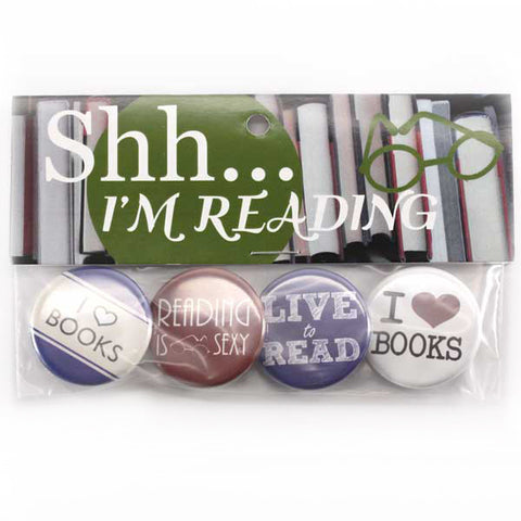 Shh I'm Reading! (Neutrals) Button Pack