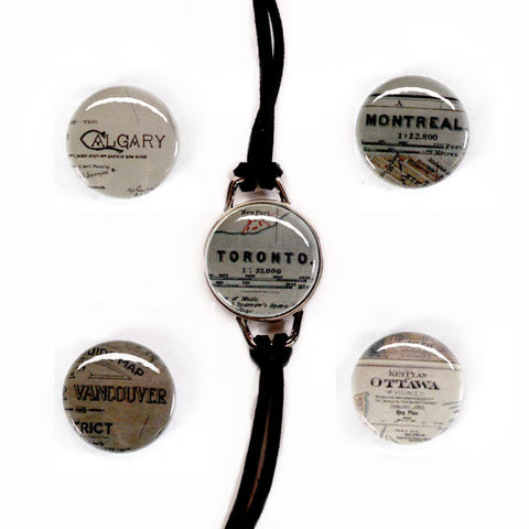 Magnetic Maps Button Bracelet
