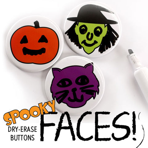 Spooky Face Dry-erase buttons from People Power Press