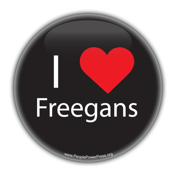 I Heart Freegans - Black - Vegan & Vegetarian Button