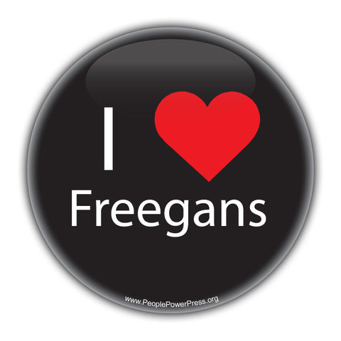 I Heart Freegans - Black - Vegan & Vegetarian Button