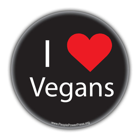 I Heart Vegans - Black - Vegan & Vegetarian Button