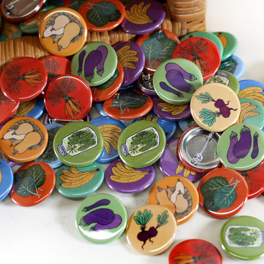 Vegetable Buttons, Illustration Buttons, 