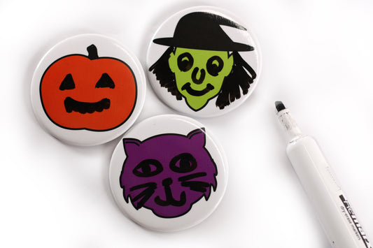 Halloween buttons - spooky faces