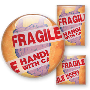 Fragile heart buttons by Mike Gagnon on People Power Press