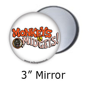 "Monkeys & Midgets" Logo pocket mirrors by Mike Gagnon on People Power Press