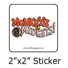 "Monkeys & Midgets" Logo stickers by Mike Gagnon on People Power Press