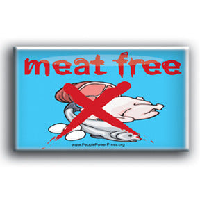 Meat Free - Blue Vegan Button/Magnet
