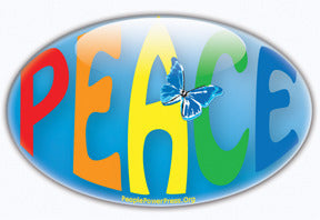 Peace Button/Magnet - Oval Butterfly Rainbow