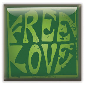 Free Love Button/Magnet - Green Square