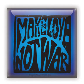 Make Love Not War Button/Magnet - Blue Square