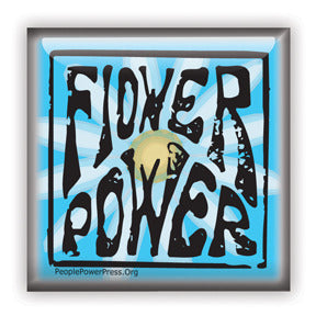 Flower Power Button/Magnet - Blue