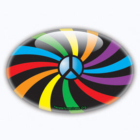 Peace Sign and Rainbow Swirl Button Design